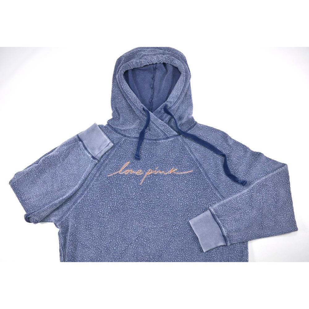 Victoria Secret PINK Pullover‎ Hoodie Sweatshirt Blue Fleece Women's XS